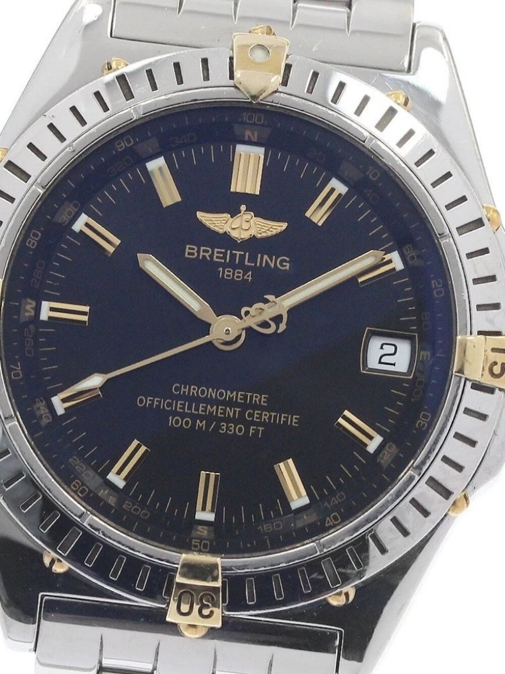BREITLING Wings B10350 Date Black Dial Automatic Boy's Watch_952650